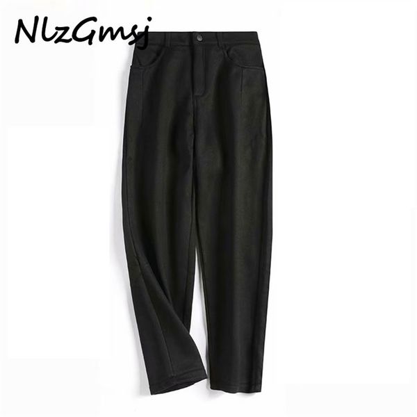 nlzgmsj high street casual pants autumn winter vintage style simple waist three button elastic harem 210628, Black;white
nlzgmsj high street casual pants autumn winter vintage style simple waist three button elastic harem 210628, Black;white