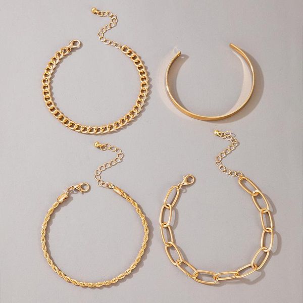 european and american simple exaggerated gold thick chain bracelet set 4-piece fashion normcore style charm bracelets, Golden;silver
european and american simple exaggerated gold thick chain bracelet set 4-piece fashion normcore style charm bracelets, Golden;silver