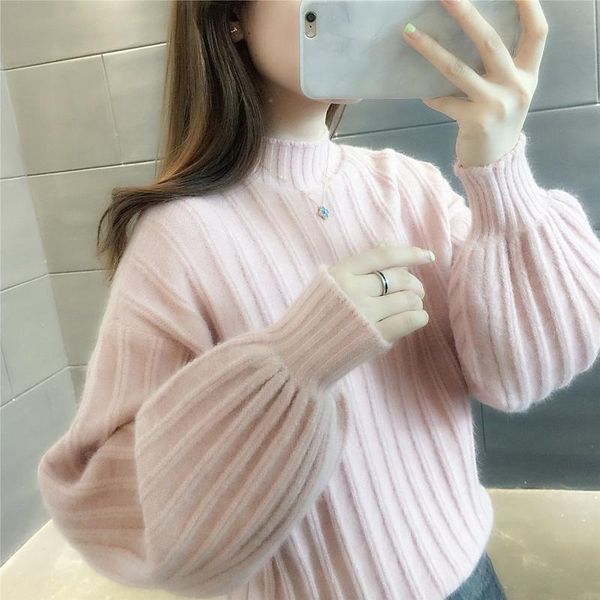 women's sweaters 2021 vintage women sweater lantern sleeve turtleneck pullover knitting fashion korean tide, White;black
women's sweaters 2021 vintage women sweater lantern sleeve turtleneck pullover knitting fashion korean tide, White;black