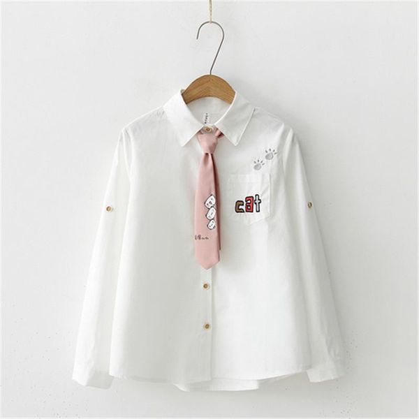 women's blouses & shirts kawaii cartoon shirt women chic embroidery tie spring japan style students cute turn-down collar long sleeve, White
women's blouses & shirts kawaii cartoon shirt women chic embroidery tie spring japan style students cute turn-down collar long sleeve, White