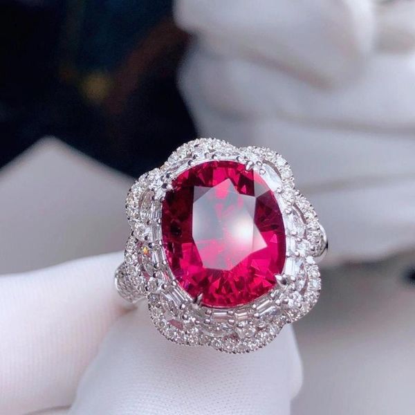 cluster rings h912 spinel ring fine jewelry real 18k gold au750 natural gemstones 7.3ct diamonds female anniversary gift
