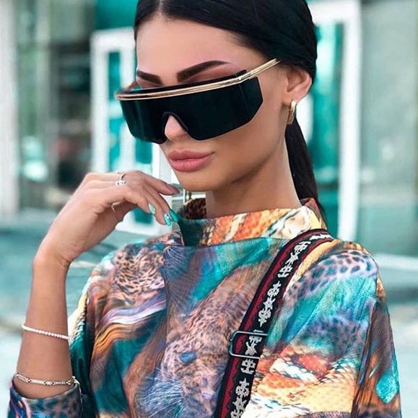 vintage one piece windproof sunglasses for women and men alloy black clear shield sun glasses uv400 female chic cool punk shades, White;black
vintage one piece windproof sunglasses for women and men alloy black clear shield sun glasses uv400 female chic cool punk shades, White;black