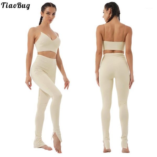 yoga outfit tiaobug 2pcs women summer suit v neck invisible straps sleeveless cropped and bottom split pants set for gym running
yoga outfit tiaobug 2pcs women summer suit v neck invisible straps sleeveless cropped and bottom split pants set for gym running