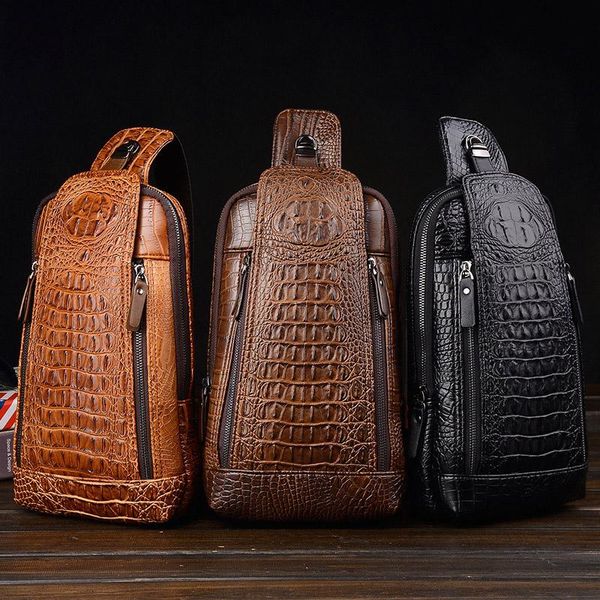 waist bags men leather crocodiles pattern chest bag sling crossbody adjustable strap earphone hole mug88
waist bags men leather crocodiles pattern chest bag sling crossbody adjustable strap earphone hole mug88