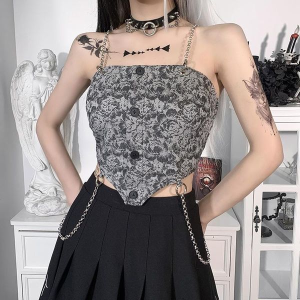 women's tanks & camis grey cropped for women alloy chain backless camisole streetwear gothic punk style grunge floral buttons, White
women's tanks & camis grey cropped for women alloy chain backless camisole streetwear gothic punk style grunge floral buttons, White