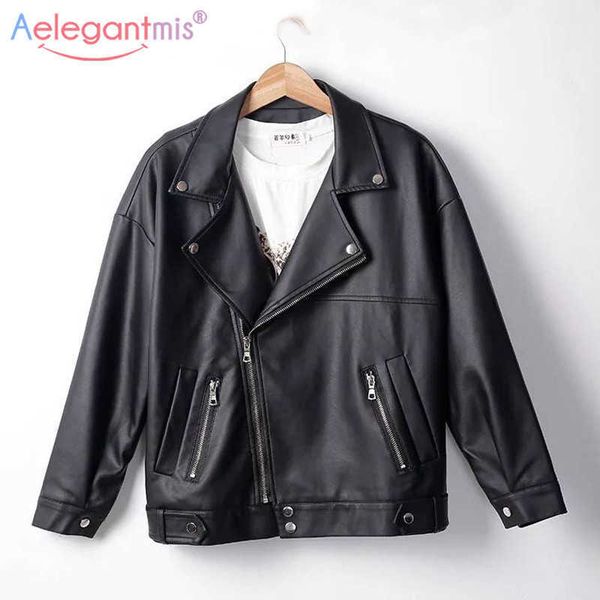 aelegantmis autumn winter loose pu leather jacket women bf style faux s coats biker ladies casual outerwear 210607, Black
aelegantmis autumn winter loose pu leather jacket women bf style faux s coats biker ladies casual outerwear 210607, Black