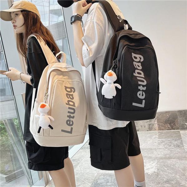 backpack fashion and colorful nylon waterproof girls teens student campus cute little duck pendant travel backpacks