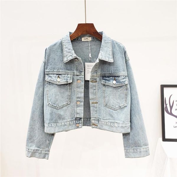 women's jackets 2021 summer short denim jacket woman long sleeve light blue loose coat female single-breasted spring, Black;brown
women's jackets 2021 summer short denim jacket woman long sleeve light blue loose coat female single-breasted spring, Black;brown