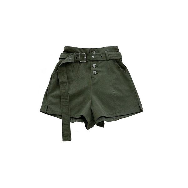 women's shorts summer women high waist belt single-breasted button split a-line loose casual female short, White;black
women's shorts summer women high waist belt single-breasted button split a-line loose casual female short, White;black