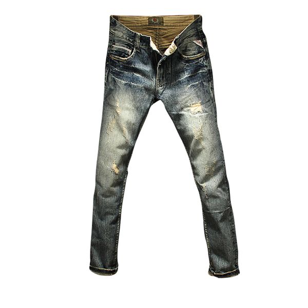 ripped men's jeans holes slim pencil straight trend personality youth wash retro pants, Blue
ripped men's jeans holes slim pencil straight trend personality youth wash retro pants, Blue