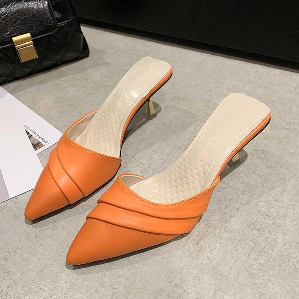 slippers 2021 women high heels classics fashion woman shoes pointed toe casual slides candy color female, Black
slippers 2021 women high heels classics fashion woman shoes pointed toe casual slides candy color female, Black
