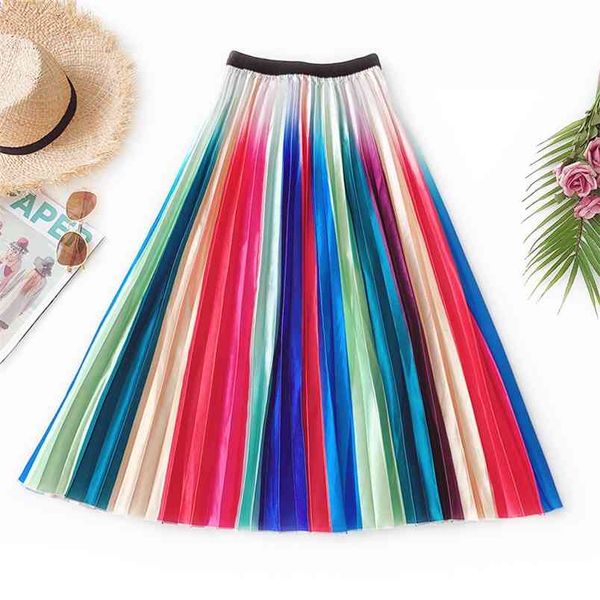 summer arrival korean rainbow striped pleated skirt with luster satin feel textile mid-calf faldas largas elegantes 210527, Black
summer arrival korean rainbow striped pleated skirt with luster satin feel textile mid-calf faldas largas elegantes 210527, Black