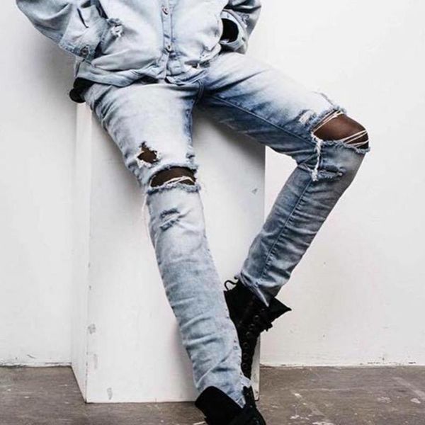 men's jeans fashion men destroyed ripped slim skinny denim pants stretch long trousers casual for clothing, Blue
men's jeans fashion men destroyed ripped slim skinny denim pants stretch long trousers casual for clothing, Blue