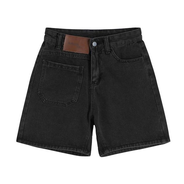 women's shorts front pocket label wide leg jean summer denim pants, White;black
women's shorts front pocket label wide leg jean summer denim pants, White;black