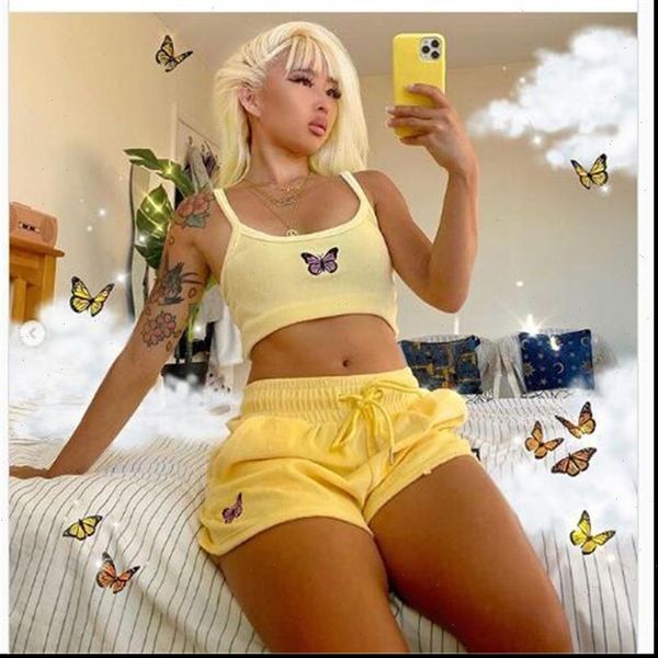 fufucaillm butterfly cropped womens sleepwears high waist shorts 2pcs set lace up running elastic sports outfits pajama sets, Black;red
fufucaillm butterfly cropped womens sleepwears high waist shorts 2pcs set lace up running elastic sports outfits pajama sets, Black;red