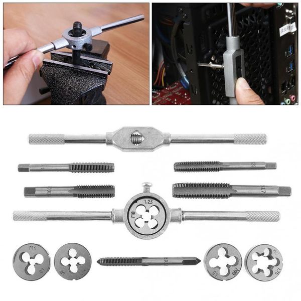 hand tools 12pcs/set multifunction screw tap & die external thread cutting tapping tool kit m6 m7 m8 m10 m12 taps for use
hand tools 12pcs/set multifunction screw tap & die external thread cutting tapping tool kit m6 m7 m8 m10 m12 taps for use