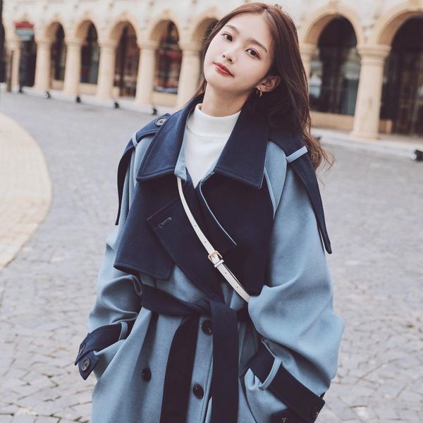 women's wool & blends 2021 winter stitching color contrast thick woolen coat, long waist temperament ladies jacket, Black
women's wool & blends 2021 winter stitching color contrast thick woolen coat, long waist temperament ladies jacket, Black