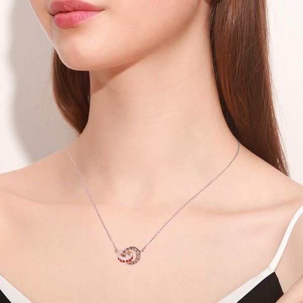 pendant necklaces necklace stylish dual rings choker chain jewellery gift (rose gold, red rhinestones), Silver
pendant necklaces necklace stylish dual rings choker chain jewellery gift (rose gold, red rhinestones), Silver
