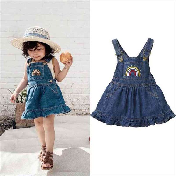 0 3y princess infant girl dress baby girls suspender rainbow print sleeveless blue denim a line sundress, Red;yellow 
0 3y princess infant girl dress baby girls suspender rainbow print sleeveless blue denim a line sundress, Red;yellow