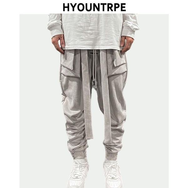 men's pants mens high street loose fit elastic waist suede cargo pockets hip hop drawstring sweatpants streetwear joggers, Black
men's pants mens high street loose fit elastic waist suede cargo pockets hip hop drawstring sweatpants streetwear joggers, Black
