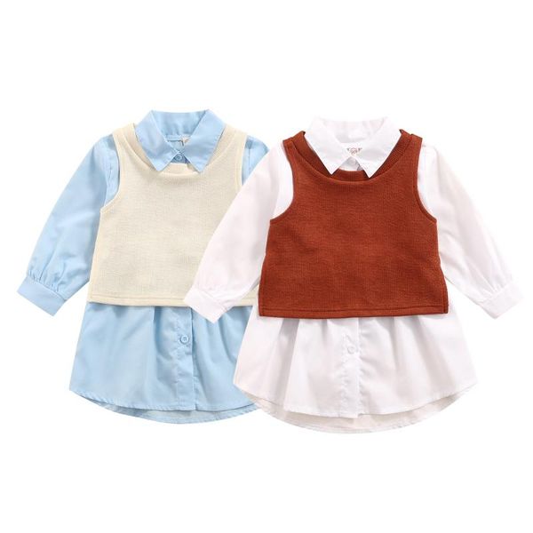 girl's dresses 2-7y 2 pcs toddler girls solid color shirt dress button-down lapel long sleeve + round neck vest clothes sets, Red;yellow
girl's dresses 2-7y 2 pcs toddler girls solid color shirt dress button-down lapel long sleeve + round neck vest clothes sets, Red;yellow