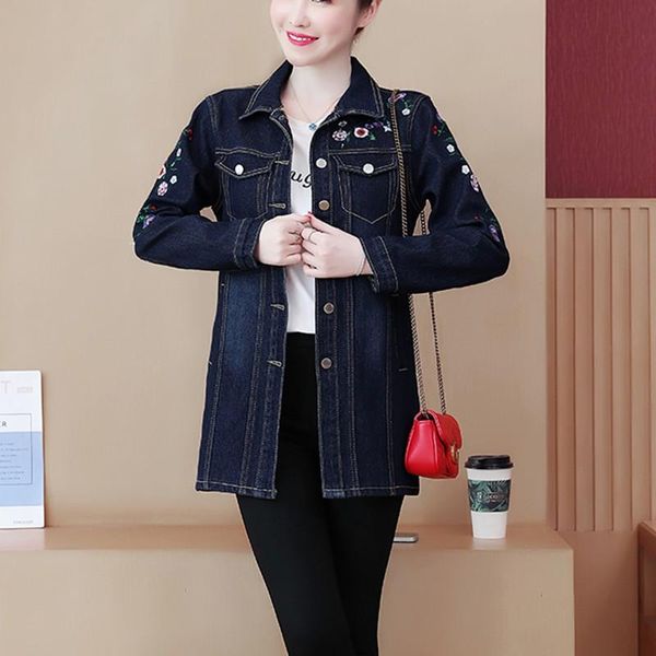 women's jackets winter denim jacket warm women floral embroidery parka coat casual outerwear stylish thicken jean coats female 2021, Black;brown
women's jackets winter denim jacket warm women floral embroidery parka coat casual outerwear stylish thicken jean coats female 2021, Black;brown