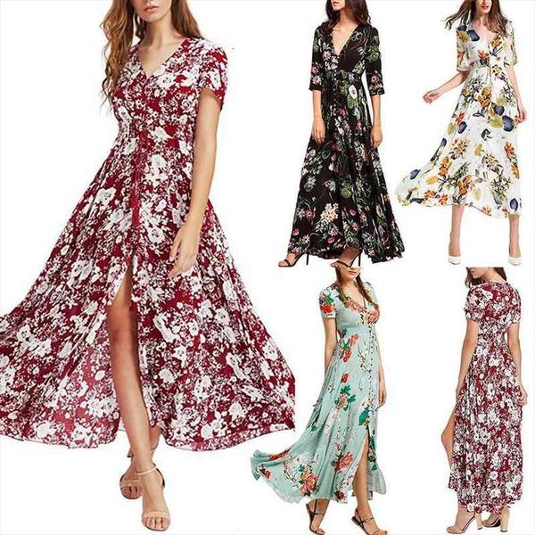 party beach bohemian women vintage flower leaf print v neck big swing maxi dress, Black;gray
party beach bohemian women vintage flower leaf print v neck big swing maxi dress, Black;gray