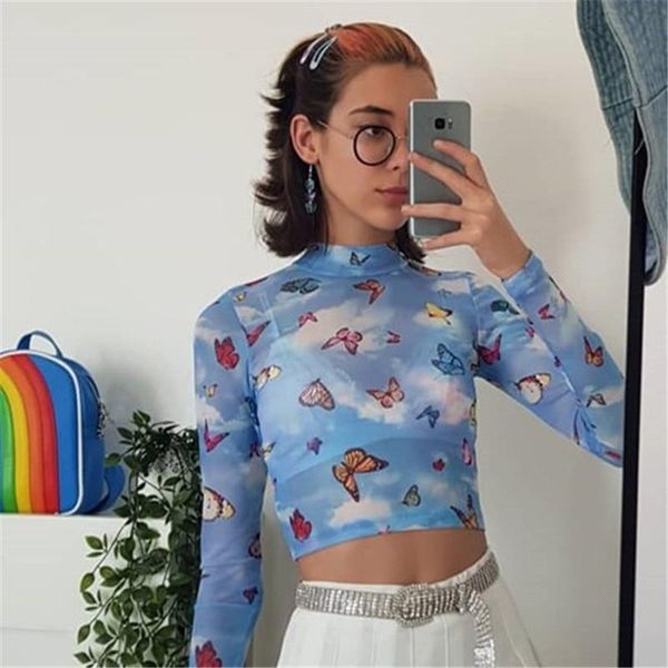 autumn fashion butterfly high street women sheer mesh fish net long sleeve turtle neck crop blouse dailywear women's blouses & shir, White
autumn fashion butterfly high street women sheer mesh fish net long sleeve turtle neck crop blouse dailywear women's blouses & shir, White