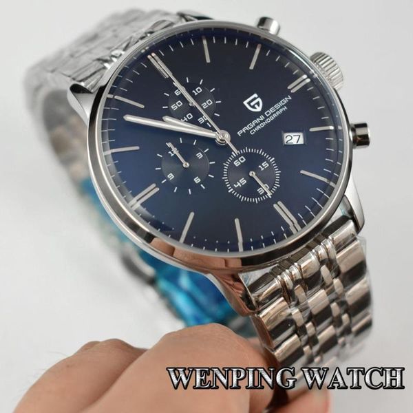 wristwatches pagani design 43mm men's fashion watches sliver steel case blue dial date chronograph japanese quartz watch, Slivery;brown
wristwatches pagani design 43mm men's fashion watches sliver steel case blue dial date chronograph japanese quartz watch, Slivery;brown