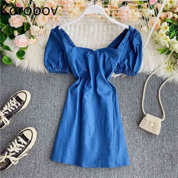 korobov summer square collar puff sleeve women dress vintage denim backless dresses preppy style a-line streetwear vestidos 210430, Black;gray
korobov summer square collar puff sleeve women dress vintage denim backless dresses preppy style a-line streetwear vestidos 210430, Black;gray