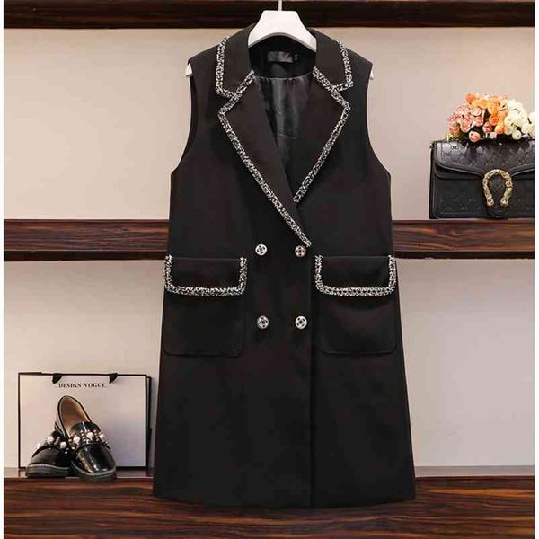 m-3xl autumn women's long jackets british style fashion double-breasted sleeveless vest jacket coat black a4343 210519, Black;white
m-3xl autumn women's long jackets british style fashion double-breasted sleeveless vest jacket coat black a4343 210519, Black;white