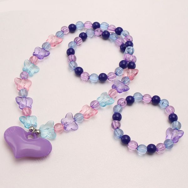 baby fashioin heart pendant necklace girls charm butterfly beaded bangles kids elastic jewelry set for party gifts, Red;brown
baby fashioin heart pendant necklace girls charm butterfly beaded bangles kids elastic jewelry set for party gifts, Red;brown