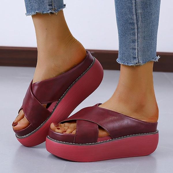 slippers women's shoes outerwear summer retro sandals women fashion half beach solid color platform, Black
slippers women's shoes outerwear summer retro sandals women fashion half beach solid color platform, Black
