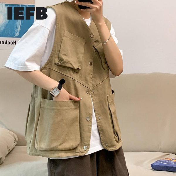 men's vests iefb workwear vest vintage korean trend multi-pocket waistcoat men streetwear loose hip-hop sleeveless summer v-neck coat, Black;white
men's vests iefb workwear vest vintage korean trend multi-pocket waistcoat men streetwear loose hip-hop sleeveless summer v-neck coat, Black;white