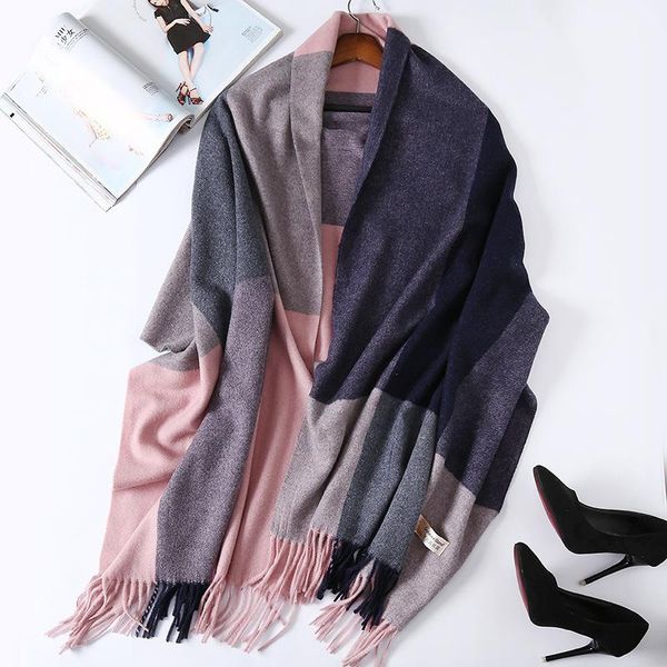 scarves autumn winter scarf women long plaid cashmere shawl korean british style warm wool neck lady wraps, Blue;gray
scarves autumn winter scarf women long plaid cashmere shawl korean british style warm wool neck lady wraps, Blue;gray