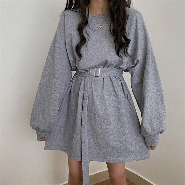 casual dresses fashion women dress loose o-neck cotton sashes solid simply lantern sleeve female bing 2021 kobieta sukienka, Black;gray
casual dresses fashion women dress loose o-neck cotton sashes solid simply lantern sleeve female bing 2021 kobieta sukienka, Black;gray