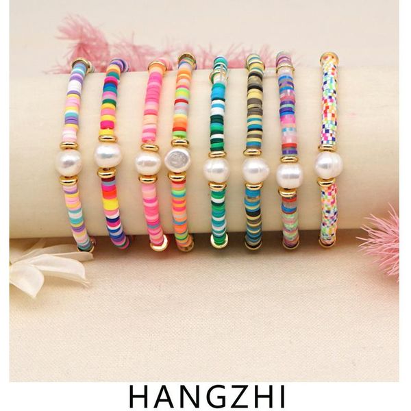 link, chain hangzhi 2021 bohemian style baroque freshwater pearl colored clay bead couple bracelet for women men vocation summer jewelry, Black 
link, chain hangzhi 2021 bohemian style baroque freshwater pearl colored clay bead couple bracelet for women men vocation summer jewelry, Black