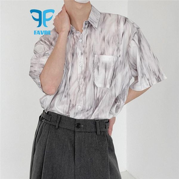 men's casual shirts favre summer men short sleeve fashion shirt tie dye style gradient elegant drape loose, White;black
men's casual shirts favre summer men short sleeve fashion shirt tie dye style gradient elegant drape loose, White;black