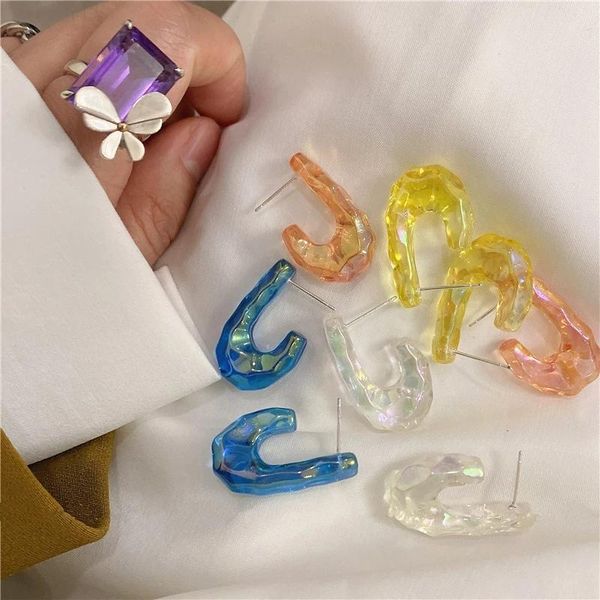 hoop & huggie aomu romantic sweet yellow blue transparent resin u-shaped earrings irregular geometric cut surface for women gift, Golden;silver
hoop & huggie aomu romantic sweet yellow blue transparent resin u-shaped earrings irregular geometric cut surface for women gift, Golden;silver