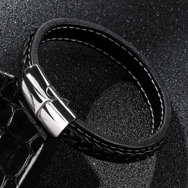 bangle punk style charm black/silver men's bracelets with 16 strands braided leather stainless steel clasp rope
bangle punk style charm black/silver men's bracelets with 16 strands braided leather stainless steel clasp rope