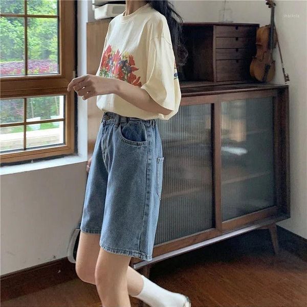 summer high waist korean jeans women's short harajuku style casual versatile student loose wide leg capris shorts, White;black
summer high waist korean jeans women's short harajuku style casual versatile student loose wide leg capris shorts, White;black