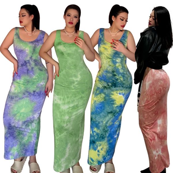 casual fashion sleeveless tie dyed buttock dress round neck strap slim slim dress women's dress, White
casual fashion sleeveless tie dyed buttock dress round neck strap slim slim dress women's dress, White