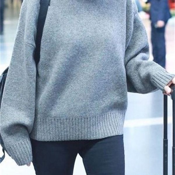 sweater 2021 autumn/winter high-neck studs heavy thick loose lazy sclt, White;black
sweater 2021 autumn/winter high-neck studs heavy thick loose lazy sclt, White;black