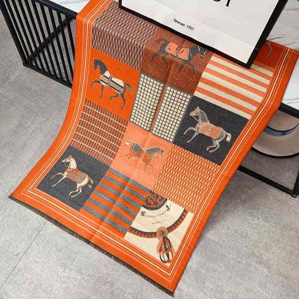 and imitation cashmere carriage pattern women's scarf long splicing warm thickened shawl versatile bib, Blue;gray
and imitation cashmere carriage pattern women's scarf long splicing warm thickened shawl versatile bib, Blue;gray