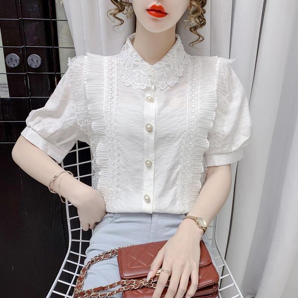 women's blouses & shirts korean lace hollow lapel shirt summer 2021 temperament all-match western casual short sleeve top, White
women's blouses & shirts korean lace hollow lapel shirt summer 2021 temperament all-match western casual short sleeve top, White