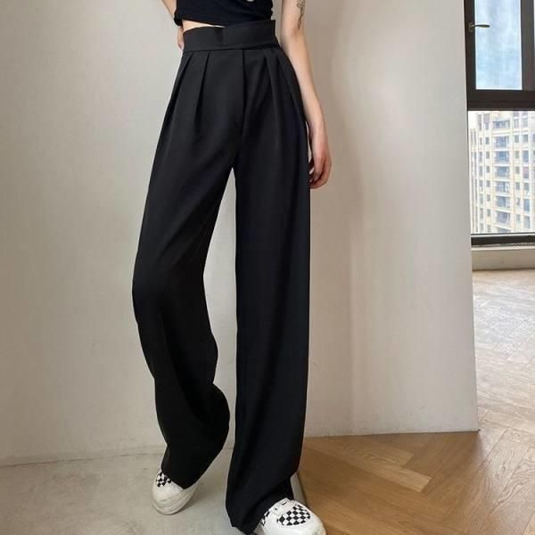 women's pants & capris autumn thin black suit small high waist, Black;white