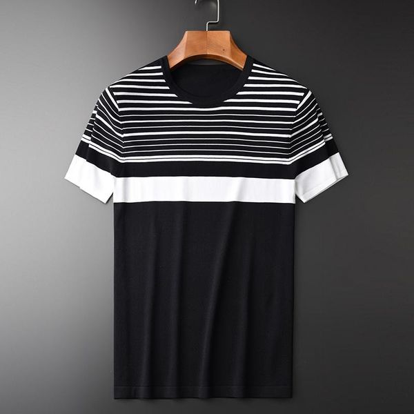 kintted mens t-shirts luxury stripe short sleeve men plus size 4xl brand round collar slim fit man men's, White;black
kintted mens t-shirts luxury stripe short sleeve men plus size 4xl brand round collar slim fit man men's, White;black