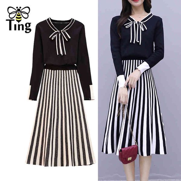 women winter autumn knitting pullovers sweater + striped pleated a line skirts 2 pcs sets lady dress fashion 210513, White
women winter autumn knitting pullovers sweater + striped pleated a line skirts 2 pcs sets lady dress fashion 210513, White