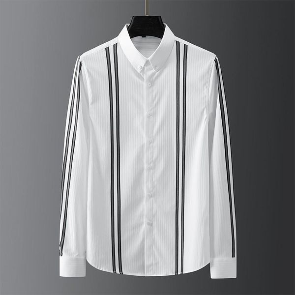men's casual shirts spring male luxury long sleeve business mens dress fashion slim fit stripe man plus size 4xl, White;black
men's casual shirts spring male luxury long sleeve business mens dress fashion slim fit stripe man plus size 4xl, White;black