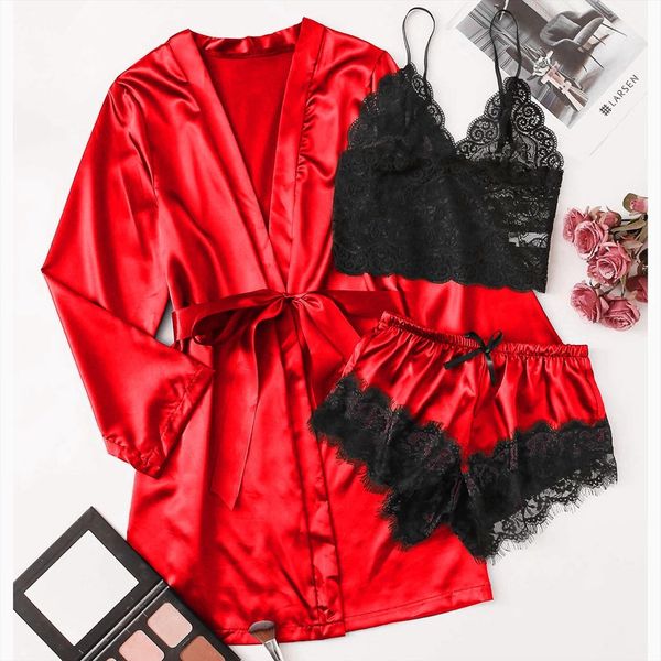 v necksatin silk pajamas sets womens sleepwears neck nightdress lingerie robes underwear sleepwear female loungewear, Black;red
v necksatin silk pajamas sets womens sleepwears neck nightdress lingerie robes underwear sleepwear female loungewear, Black;red
